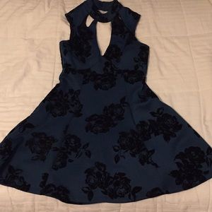 Blue and Black Velvet Rose dress
